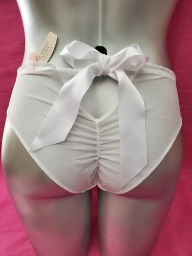 Victorias Secret BRIDAL SHEER BLING BIKINI RUSCHED PANTY WHITE SMALL