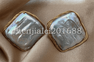 NEW Design Hand gray big size Baroque pearl golden color flat block square real