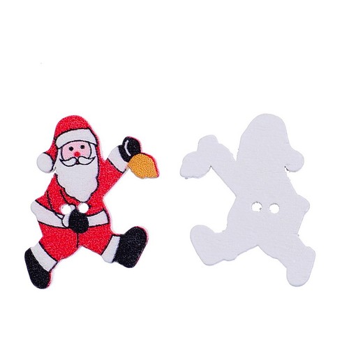 50PCs Santa Claus Wooden Buttons Fit Sewing and Scrapbook 3x2.3cm