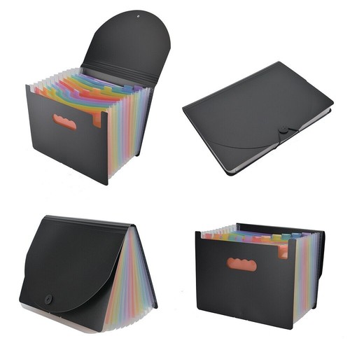 Office Expanding File Box 24 Pocket A4 Folder Document Organiser with Flip Cover