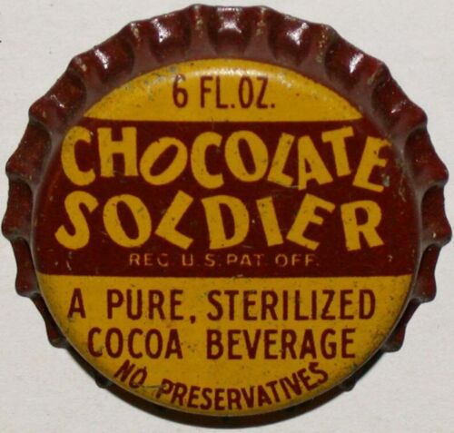 Vintage soda pop bottle cap CHOCOLATE SOLDIER cork lined unused new old stock 