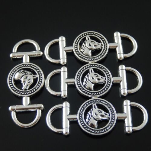 22-Pack Retro Silver Metal Horse Head Saddle Connector Pendant Charm 42x16x2mm 