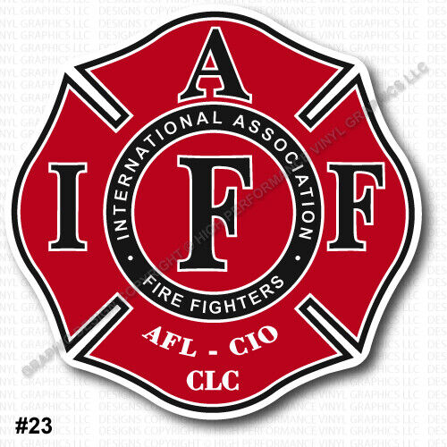 INSIDE WINDOW MOUNT IAFF Firefighter Decal 3.7&#034; Sticker Red Black 0325
