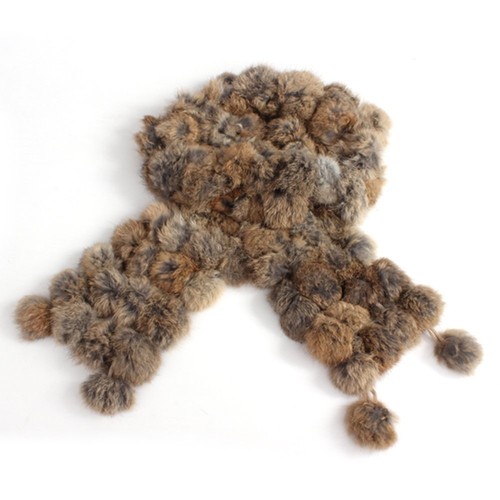 Halstuch Schal Tuch Pelzschal Fellschal Echt Kaninchen Fell Pelz Braun Mode Q2R6