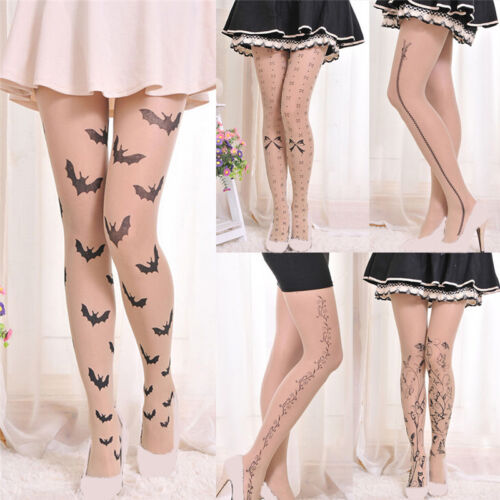 Women Fancy Lolita Hosiery Socks Tattoo Pantyhose Long Stockings Tights 13UK