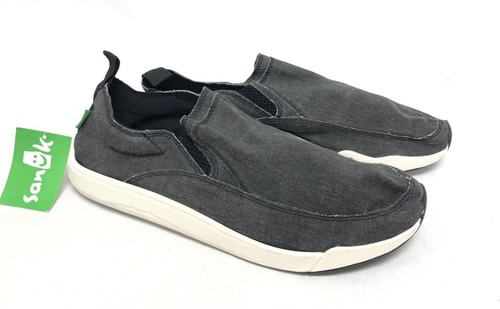Sanuk Chiba Quest Canvas Sidewalk Surfers Black or Grey Gray 1091089 Slip On