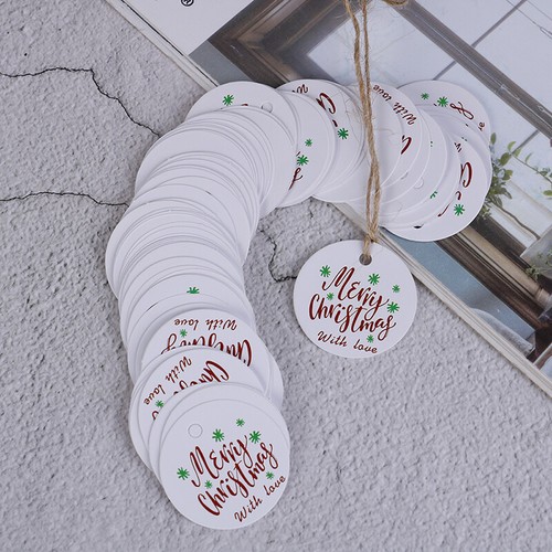 100 STÜCKE Brief Frohe Weihnachten Kraftpapier Geschenkanhänger mit Jutesch SP