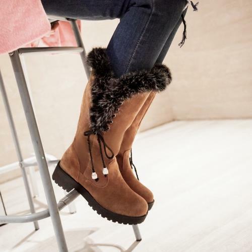 Details about  / Women/'s Ladies Snow Boots Winter Warm Fur Thicken Mid Calf Casual Shoes 34//43 D