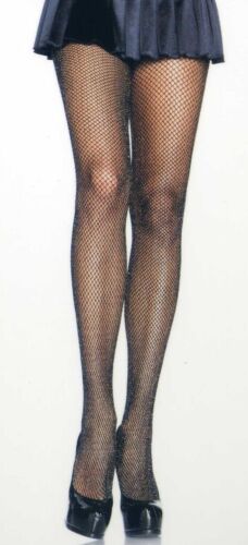 Women's Spandex Glitter Fishnet Tights Sparkly Reg Black White Leg Avenue 9012 A 