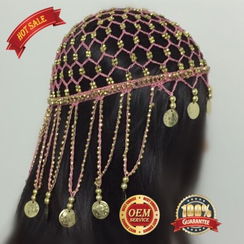 Girls Ladies Beaded Hair net golden Accessory Party Parade Costume Hat Headress