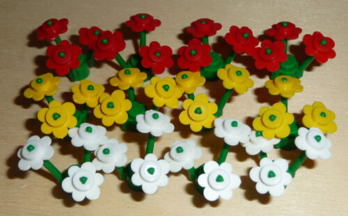 Nr.4102 Lego 3742c01 3741 Minifig 12 Blumen weiß gelb rot grün 21teilig 
