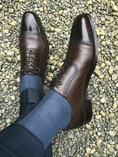 Details about   Handmade Men dark brown Oxfords leather dress shoes Brown formal shoes for men 
