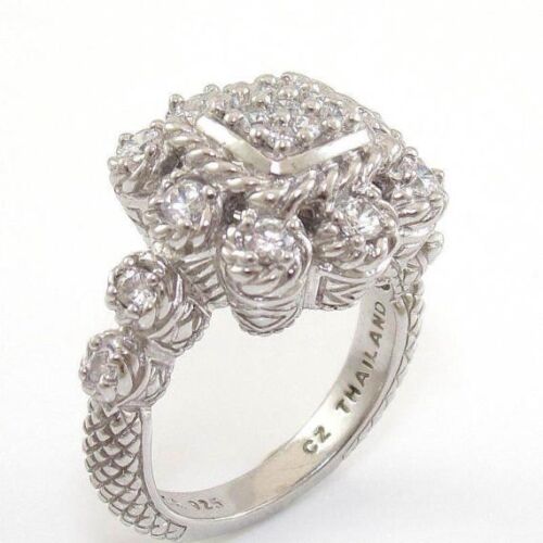 Details about   JUDITH RIPKA Diamonique Cluster & Sterling Silver 925 Halo RING size 7 