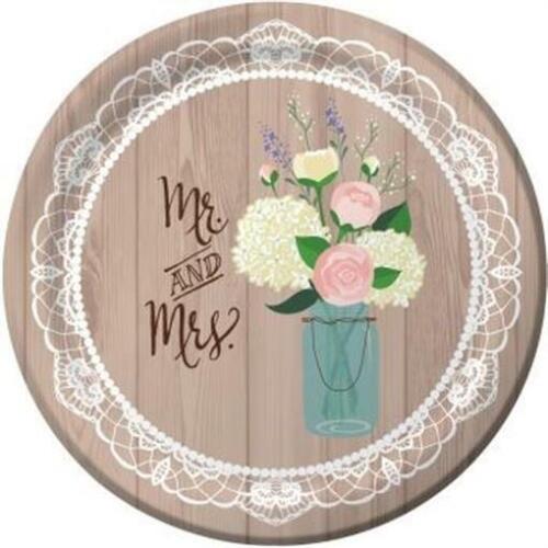Rustic Wedding 10.25 Inch Paper Plates Bridal Shower 8 Per Pack