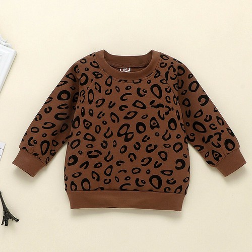 Infant Kid Baby Girls Boy Leopard Print T-Shirt Sweater Coat Tops Pants Outfit F