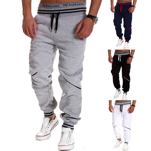 Casual Men Gym Tracksuit Bottoms Stripe Jogging Trousers Joggers Sweat Pants
