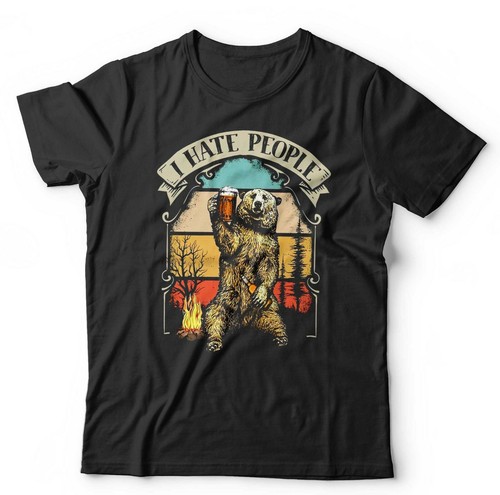I Hate People Tshirt Unisex Bear 2 Camping Outdoors