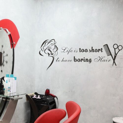 Barber Shop Wall Sticker Inspired Life Quote Hair Salon Beauty Vinyl Art Decor 