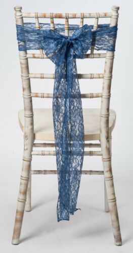1,10,25,50,100 Petrol Moonlight Blue Lace Wedding Chair Sash