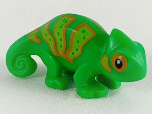 bright-green Chameleon with lime /& orange stripes new LEGO animal figure: