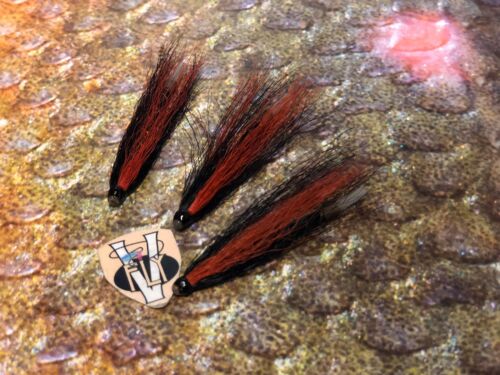 3 V Fly 2 pouces Ultimate SUPER BLACK /& ORANGE Copper Salmon Tube nappes /& Trebles