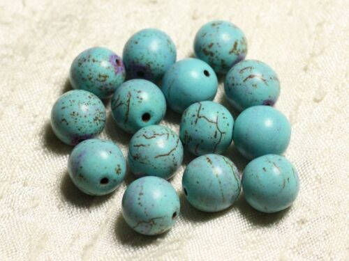Perles Turquoise Synthèse Boules 12mm Bleu Turquoise   4558550028747 10pc 