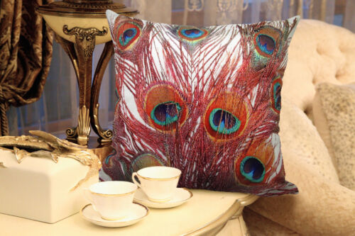 Decorative velvet Fabic Cushion Pillow Cover double sides Peacock Feather Design