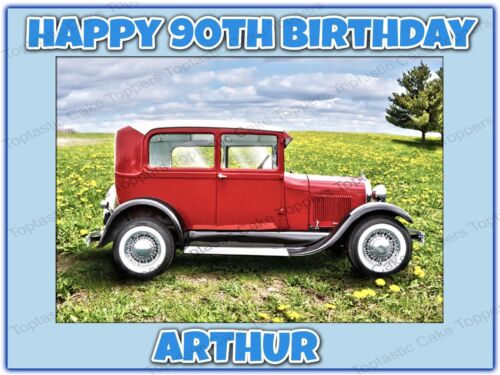 Personalised Vintage Antique Classic Retro Car Edible Icing Party Cake Topper