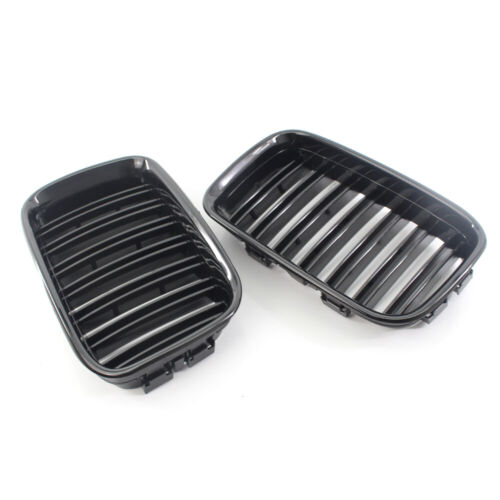 For BMW 3-Series E36 1992-1996 Gloss Black Double Slat Front Racing Grille PAIR 