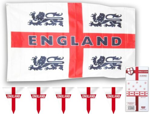 England Flag 5FT X 3FT St George Cross 4 Lions Flags English Football Rugby GB 