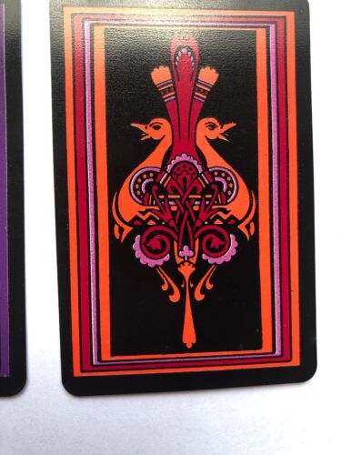 Deco Illustrations Pink Aqua Purple Vintage Peacock Art Swap Playing Card Pair 