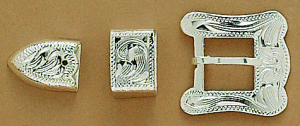 M/&F Western Sterling Silver 3 Piece Hatband Buckle Set 0110836