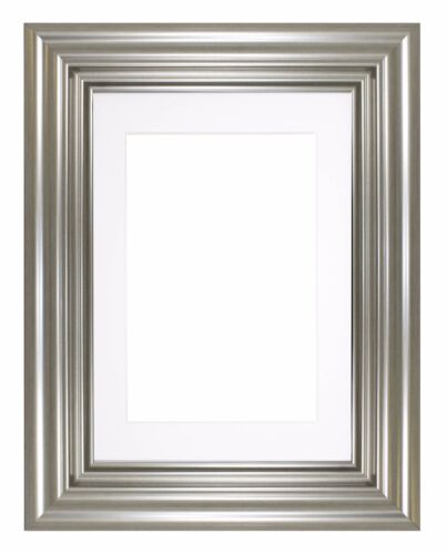 Wide Frame London Range Picture Frame Photo Frames With Mount Light Grey Silver