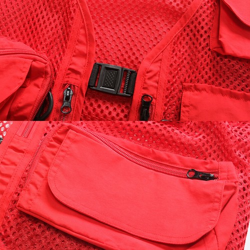 Men Multi Pocket Utility Vest Outdoor Summer Breathable Waistcoat Fishing Jacket