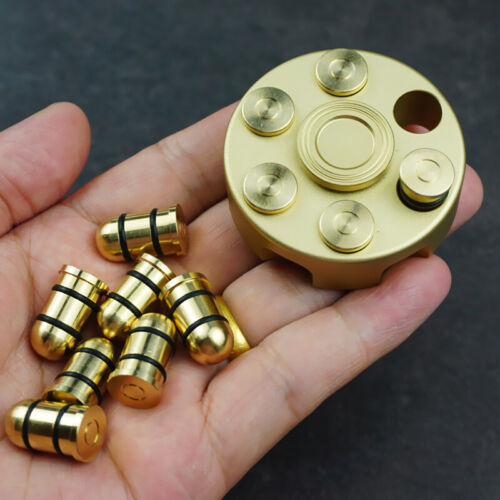 Brass Revolver Bullets Finger Spinner Top Hand Fidget Pocket EDC Desk Toy Gift