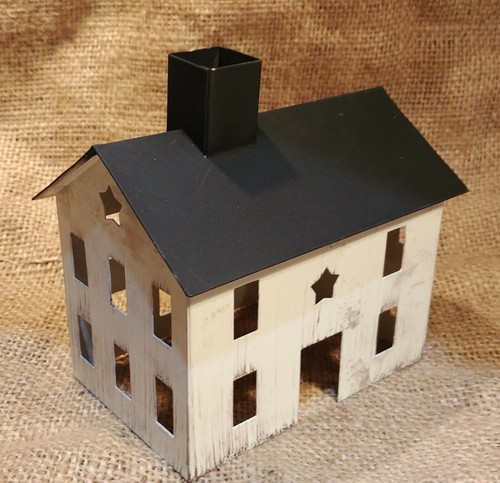 Primitive Metal Saltbox House ~ White