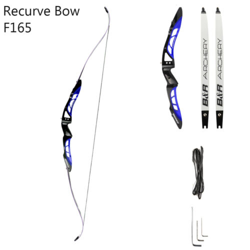 68/" 20-40Lb Recurve Bow F165 Aluminum Blue/&Black Handle Metal/&Maple Limb Archery