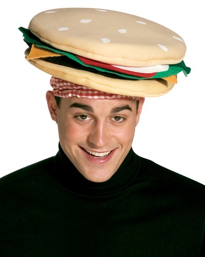 FUNNY WILD CHEESEBURGER HAMBURGER BURGER HAT FAST FOOD COSTUME HAT 1902