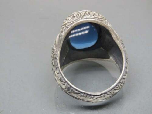 Details about   925 Sterling Silver Natural Certified 9 Ct  Sapphire Stone Valentines Mens Ring 