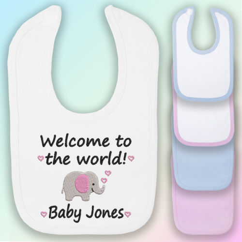 Personalised Welcome Baby Embroidered Baby Bib Gift New Arrival Gift 