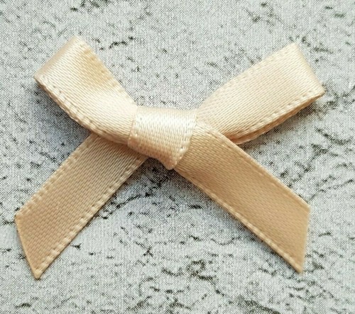 Beige Small Mini Satin Ribbon Bows Ready Made 7mm Wide Arts /& Craft Sewing