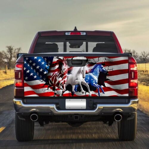 Horse American Patriot Truck Tailgate Decal Wrap Realistic Vinyl Decal Sticker