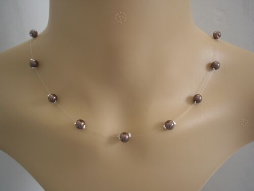 Floating Pearl Necklace Translucent Necklaces for Women Brides Bridesmaids 17C