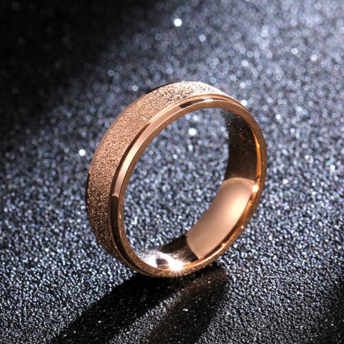 18K Rose Gold Wedding Matte Band 6MM Stainless Steel Women's Gift Ring Size 4-13 