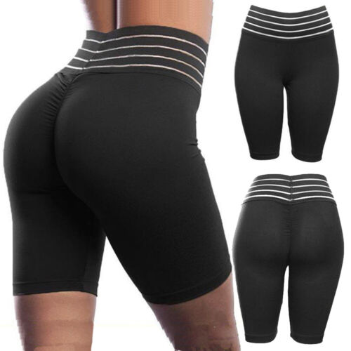 Womens High Waist Gym Yoga Shorts Butt Lift Sports Fitness Stretch Hot Pants