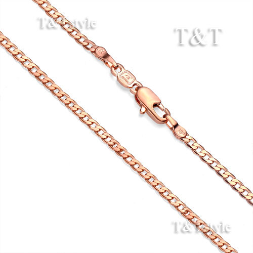 T&T 3mm 9K Rose Gold Filled Curb Chain Necklace 60cm CF112Z 