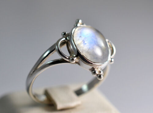 Rainbow Moonstone Ring 925 Solid Sterling Silver Handmade Jewelry US-RBM-008