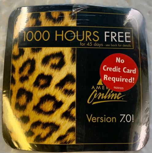 AOL 7.0 America Online Vintage Disc 1000 Free Hours CHEETAH New Disk Sealed 