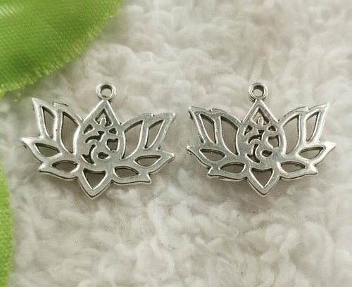 Free Ship 124pcs tibet silver lotus flower charms 16x20mm B5024