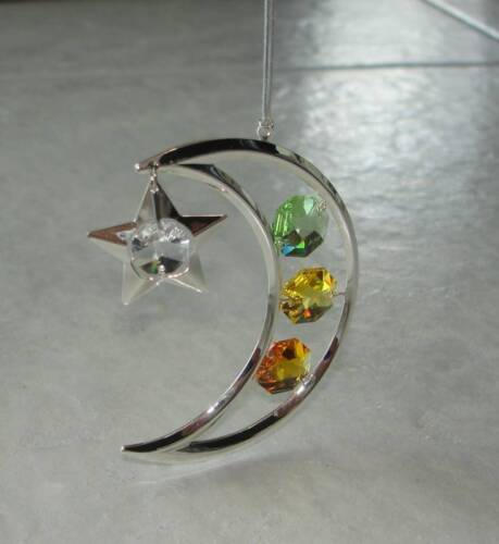 MOON /& STAR~SILVER PLATED FIGURINE MADE WITH BEST~*~AUSTRIAN CRYSTALS~*~